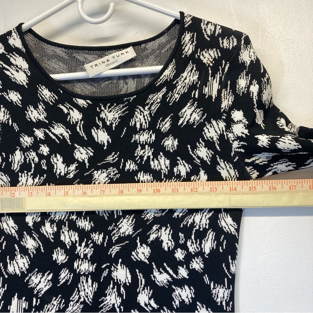 Trina Turk Women's Midi Dress White/Black Long Sleeve Size S Print Abstracto - Picture 11 of 16